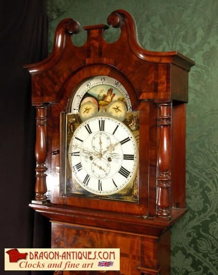 ***** Sold ***** English Antique Longcase / Tall Case Clock - Rolling Moon, Circa 1850